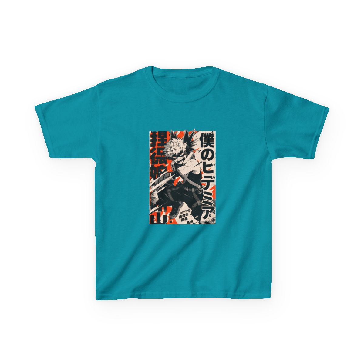 Fire Explosion Teen Hero Duotone T-Shirts Kids T-Shirt | My Hero Academia - alternate angle 3, merchandise